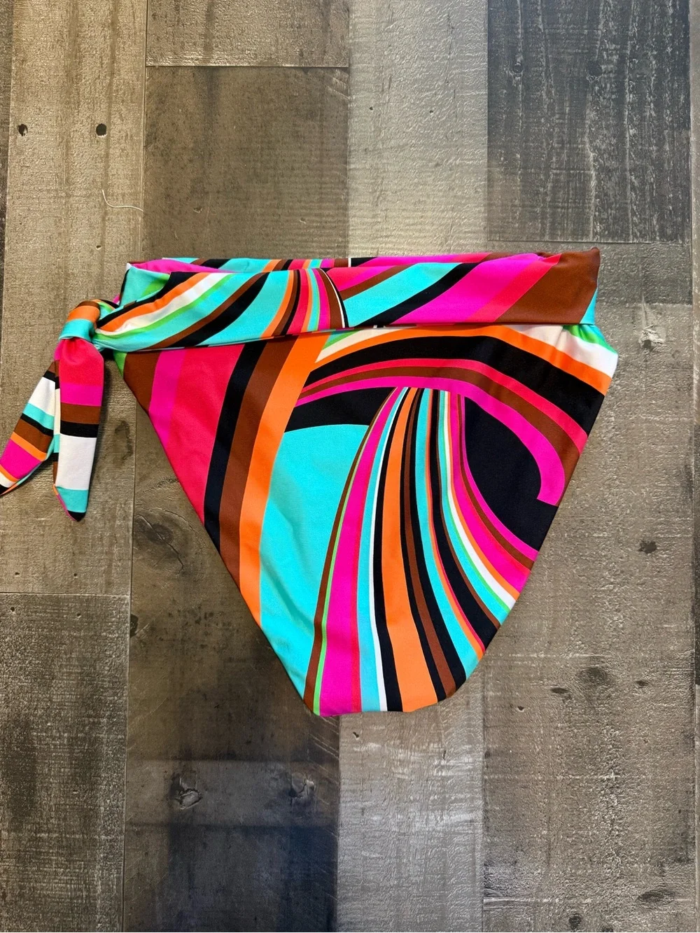 Trina Turk Swoop Multicolor High-Waist Tie-Side Bikini Bottom size 6